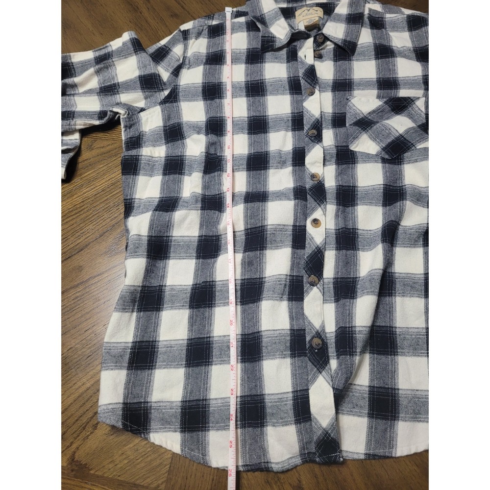 Blue Mountain Mens XL Navy Blue White Plaid Flannel Button Down Shirt Cotton - Picture 4 of 8